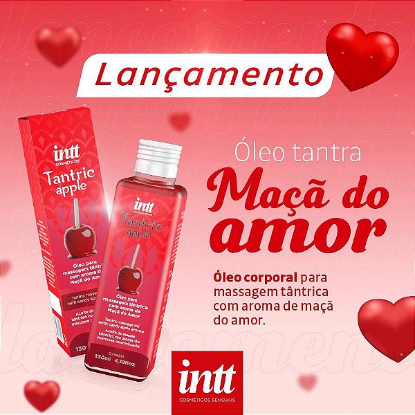 ÓLEO PARA MASSAGEM TÂNTRICA MAÇÃ DO AMOR 130ML INTT