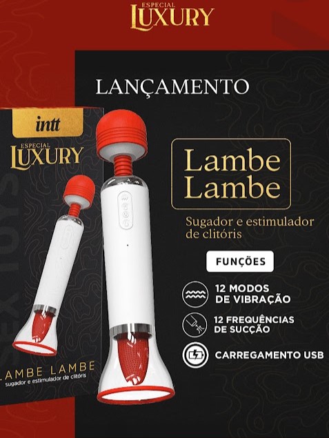 LAMBE LAMBE SUGADOR E ESTIMULADOR DE CLITÓRIS COM VIBRAÇÃO, SUCÇÃO, LÍNGUA E AQUECIMENTO INTT