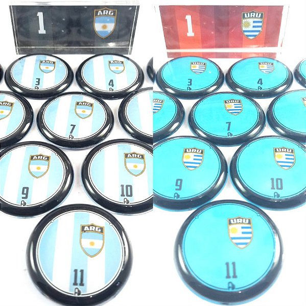 2 Times Futebol de Botão - Vidrilha 45mm - ARG x URU