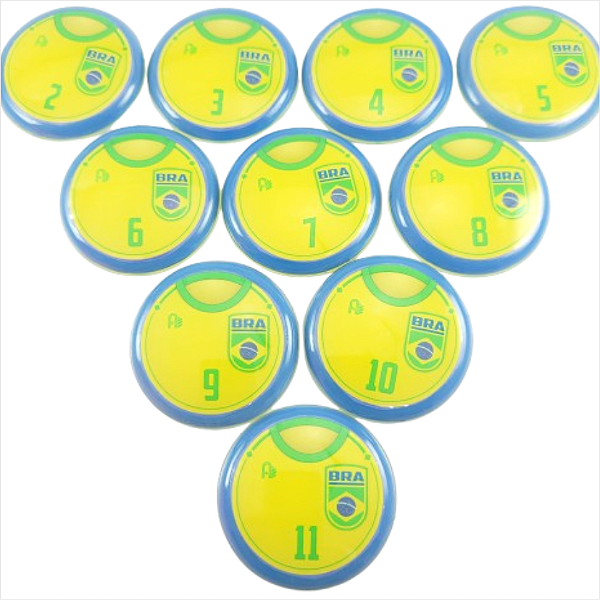 10 Botões Futebol de Botão - Vidrilha 45mm - Brasil