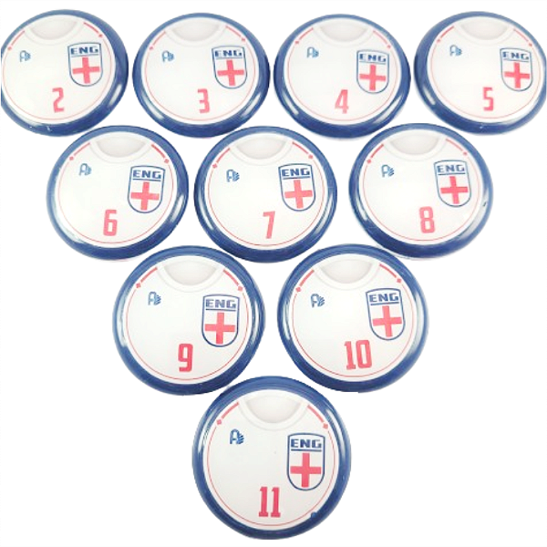 10 Botões Futebol de Botão - Vidrilha 45mm - Inglaterra