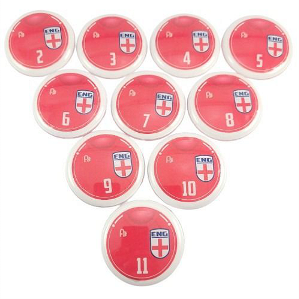 10 Botões Futebol de Botão - Vidrilha 45mm - Inglaterra-2