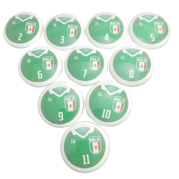 10 Botões Futebol de Botão - Vidrilha 45mm - México