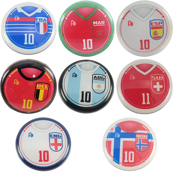 8 x 10 Botões de Futebol - Vidrilha 45mm - 2026 quartas