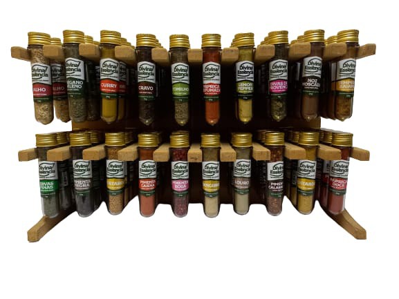 Mostruário de temperos com 100 unidades e 20 sabores
