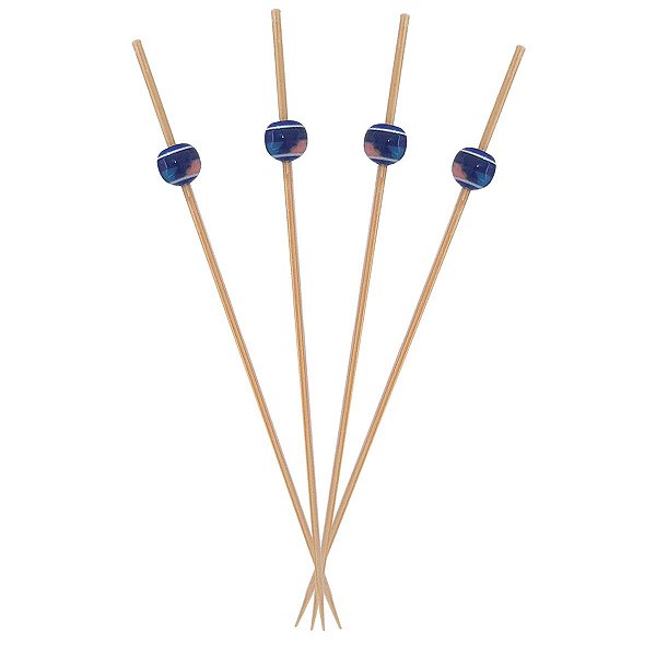 Espeto Palito Bolinha Azul Petisco Decorar Pratos 100 Un