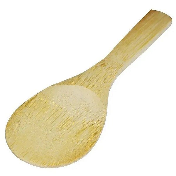 Colher Shamoji Bambu Ponta Redonda Para Arroz Salada Geral