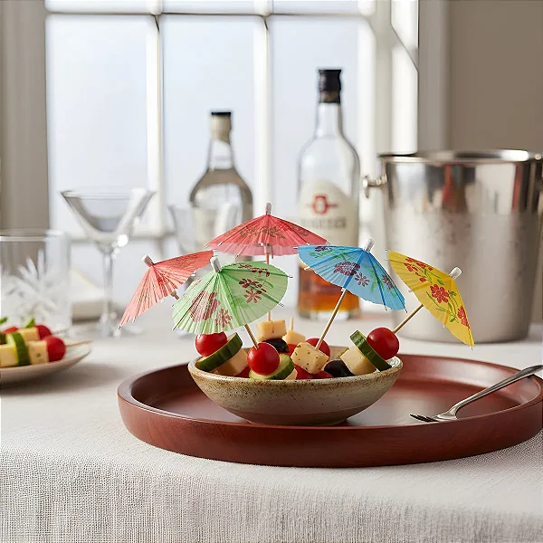 Espeto Palito Guarda Sol Chuva 10 Cm Drink Decoração Festa 24 Un