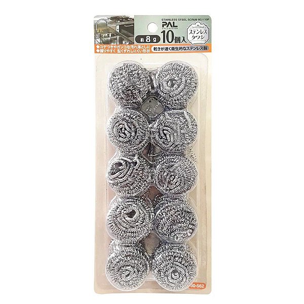 10 Palha De Aço Inox Esponja Limpeza Arear Panela Wok Oriental