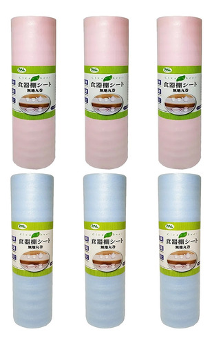 Kit 6 Rolo Forro Japonês Para Armário Gaveta Azul E Rosa Imp