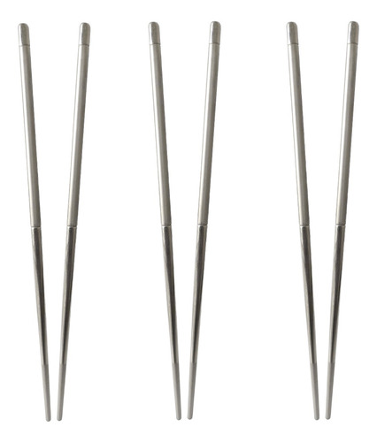 Kit 3 Pares Hashi Família Inox Escovado Casa Sushi Oriental