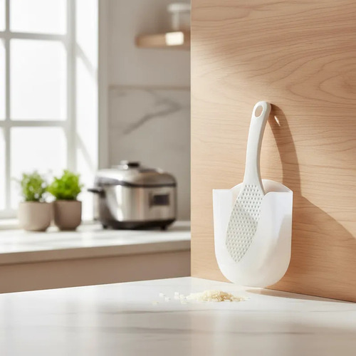 Colher Pá Plastica De Arroz E Suporte Com Ventosa