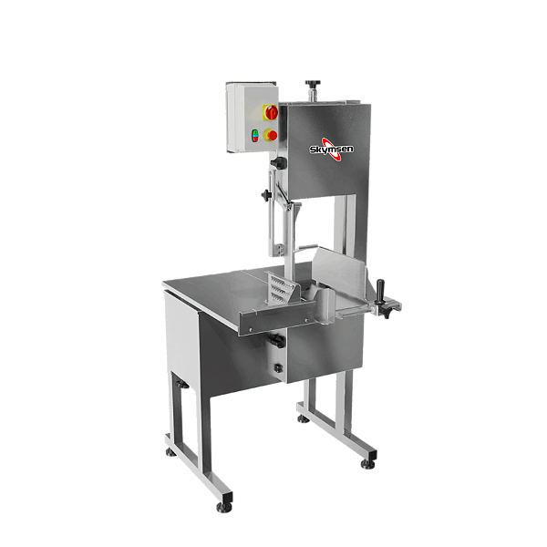 SFL-315HD - SERRA FITA PARA CARNE INOX, COM EMPURRADOR, MESA MÓVEL, REGULADOR DE CORTE, LÂMINA 3.150 mm, HEAVY DUTY - 3 HP-CV 220 V - SKYMSEN