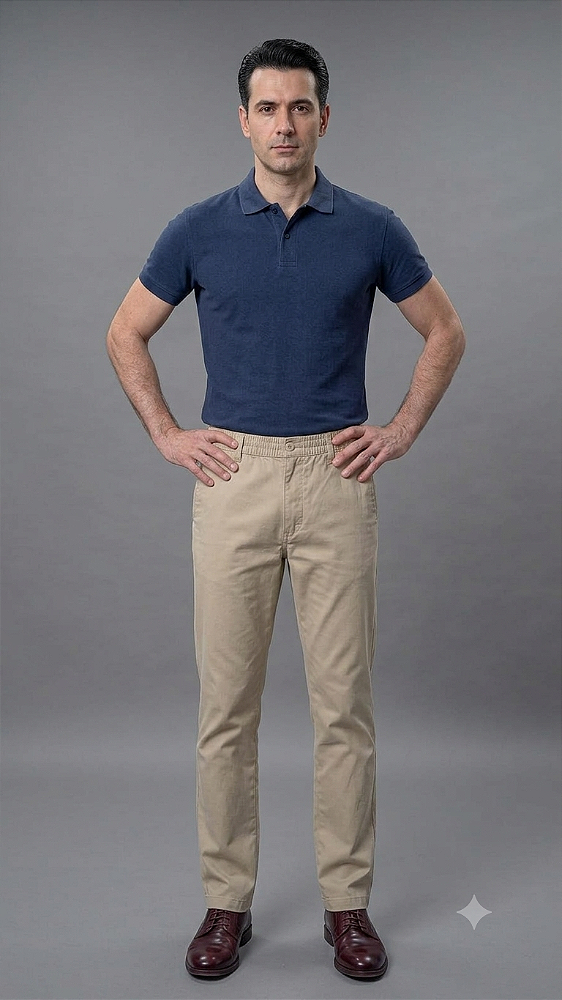 Calça Com Elástico Inteiro na Cintura - Com Zipper - Cherne - 100% Algodão - Ref. 88304 Bege