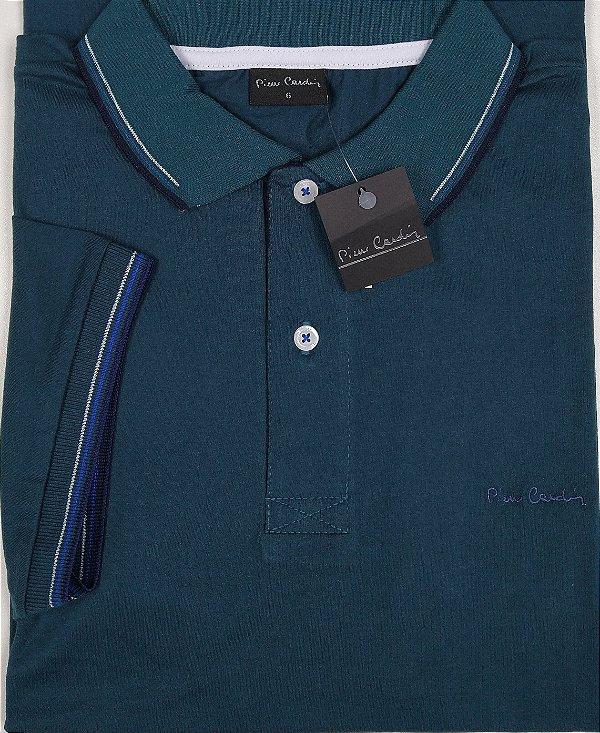 Camisa Polo Pierre Cardin PLUS SIZE - Sem Bolso - Manga Curta Com Punho - 100% Algodão - Ref 70174G Verde