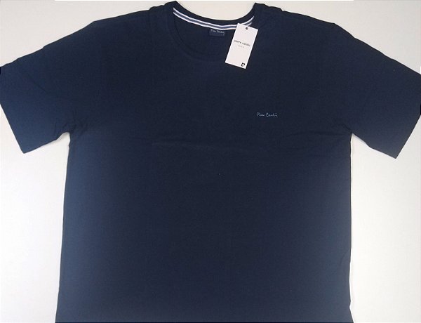 Camiseta Gola Careca Pierre Cardin (PLUS SIZE) - 100% Algodão - Ref. 40146 Marinho