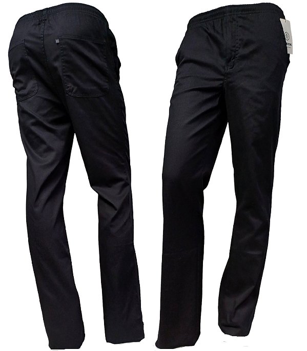 Calça Com Elástico Inteiro na Cintura - Com  Zipper - Cherne - 100% Algodão - Ref. 88304 Preta