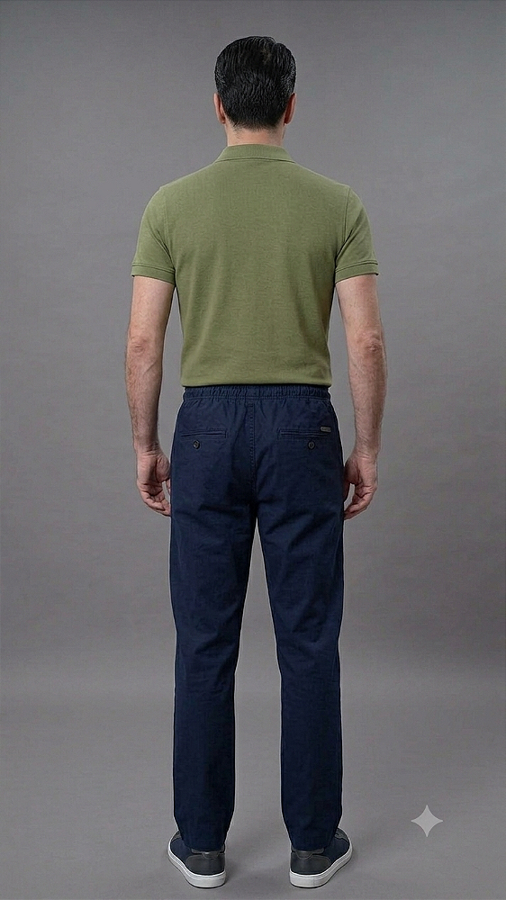 Calça de Elástico Great News - Com Zipper - 100% Algodão - Ref. 125 Marinho