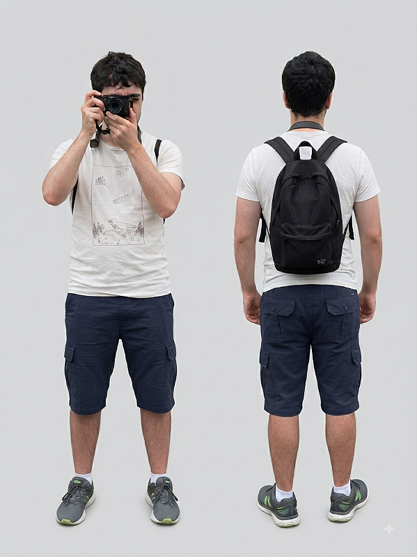Bermuda de Elástico Great News - Com Zipper e Bolso lateral Cargo - 100% Algodão - Ref. 220 Marinho