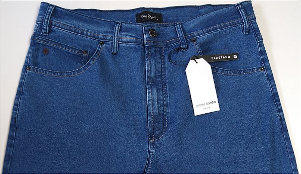Calça Jeans Masculina Pierre Cardin Reta (Cintura Alta) - Ref. 467P341 Delave - Algodão / Poliester / Elastano - Jeans Macio
