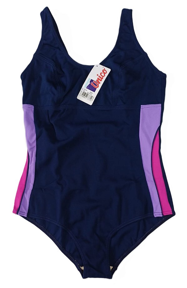 MaIô para Hidroginástica Único - Ref. 193183 Marinho - Costas Com Fecho - Helanca