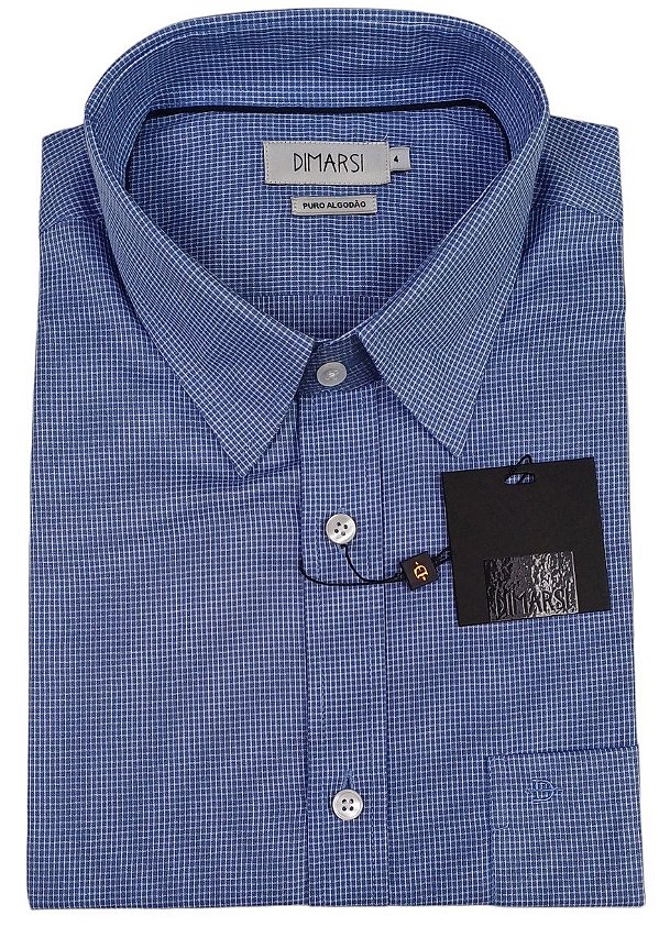 Camisa Dimarsi Tradicional Regular Fit - Com Bolso - Manga Curta - 100% Algodão - Ref 9871 Xadrez
