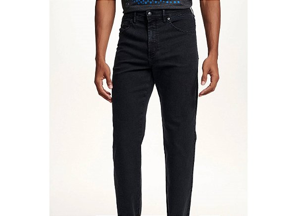 Calça Jeans Masculina Pierre Cardin Reta (Cintura Alta) - Ref. 467P517 Grafite - Algodão / Poliester / Elastano - Jeans Macio