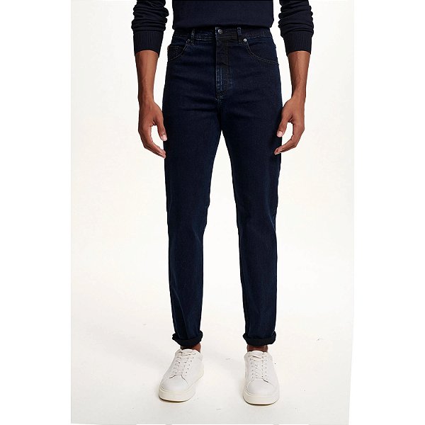 Calça Jeans Masculina Pierre Cardin Reta (Cintura Alta) - Ref. 467P223  Azul - Algodão / Poliester / Elastano - Jeans Macio