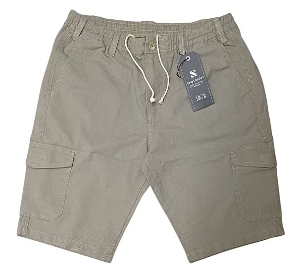 Bermuda Com Elástico Na Cintura - (Bolso Cargo - Zipper - Botão - Passante) -  Ref. 5392 Caqui