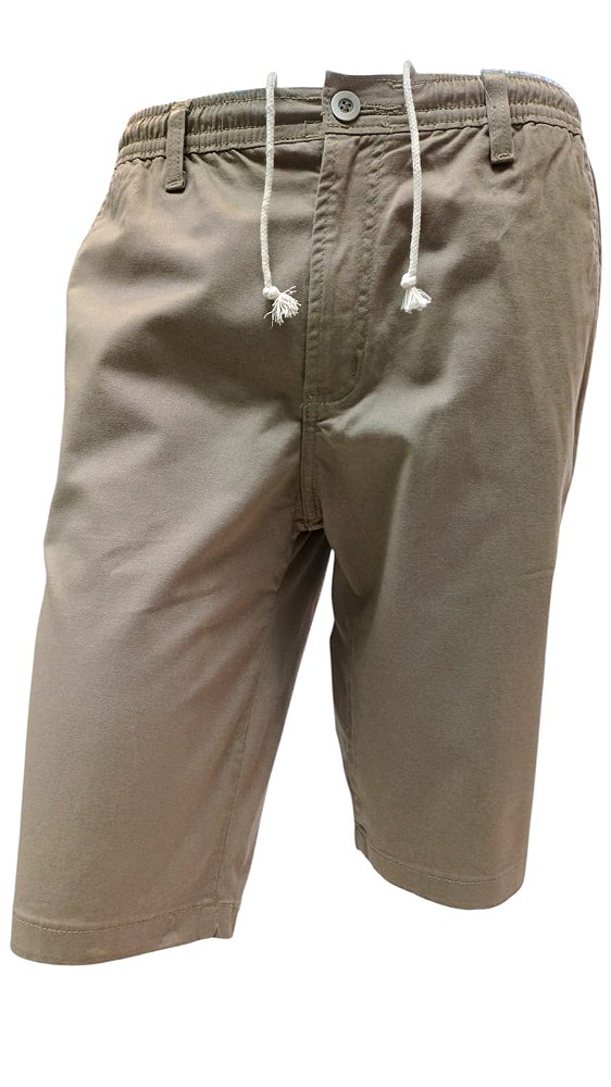 Bermuda Louys Jordan Com Elástico na Cintura - ( Zipper - Botão - Passante - Barbante) -  Ref. 5380 Caqui