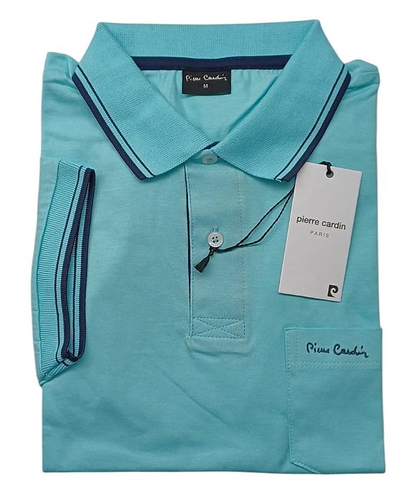 Camisa Polo Pierre Cardin (Com Bolso) - Manga Curta Com Punho - 100% Algodão - Ref. 70115 Aruba