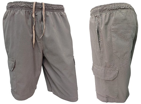 Bermuda Com Elástico Califórnia (SEM ZIPPER) - Com Bolso Lateral Cargo - Ref. 831 Verde Musgo