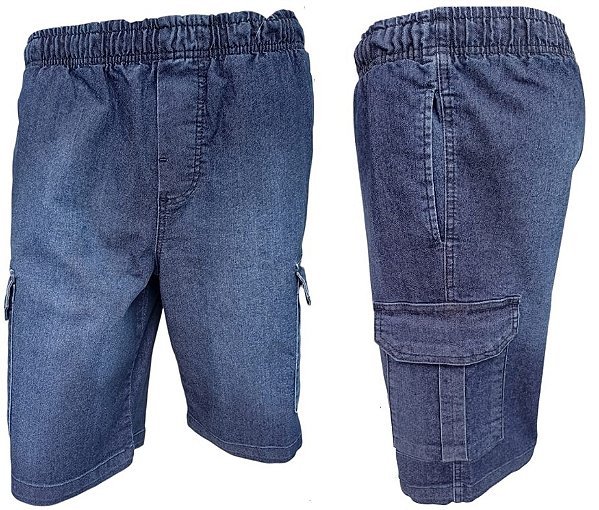 Bermuda Jeans Com Elástico Califórnia (SEM ZIPPER) - Com Bolso Lateral Cargo - Ref. 945