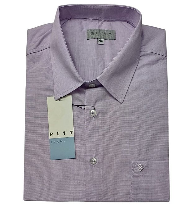 Camisa Pitt Regular Masculina Plus Size - Manga Curta - 100% Algodão - Ref. 35118 Lilas