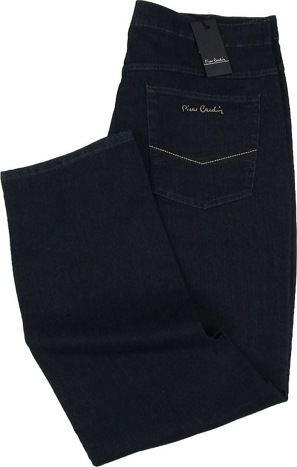 Calça Jeans Masculina Pierre Cardin Reta (Cintura Alta) - Ref. 487P175 PLUS SiZE (AZUL) - Algodão / Poliester / Elastano (Jeans Fino e Macio)