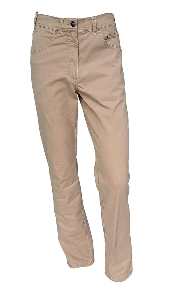 Calça de Sarja Masculina Pierre Cardin Reta (Cintura Alta) - Ref. 477P502  Caqui - Algodão / Elastano