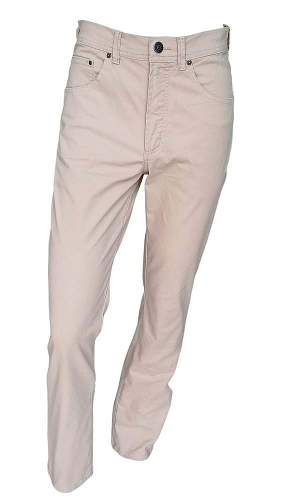 Calça de Sarja Masculina Pierre Cardin Reta (Cintura Alta) - Ref. 477P502  Bege - Algodão / Elastano