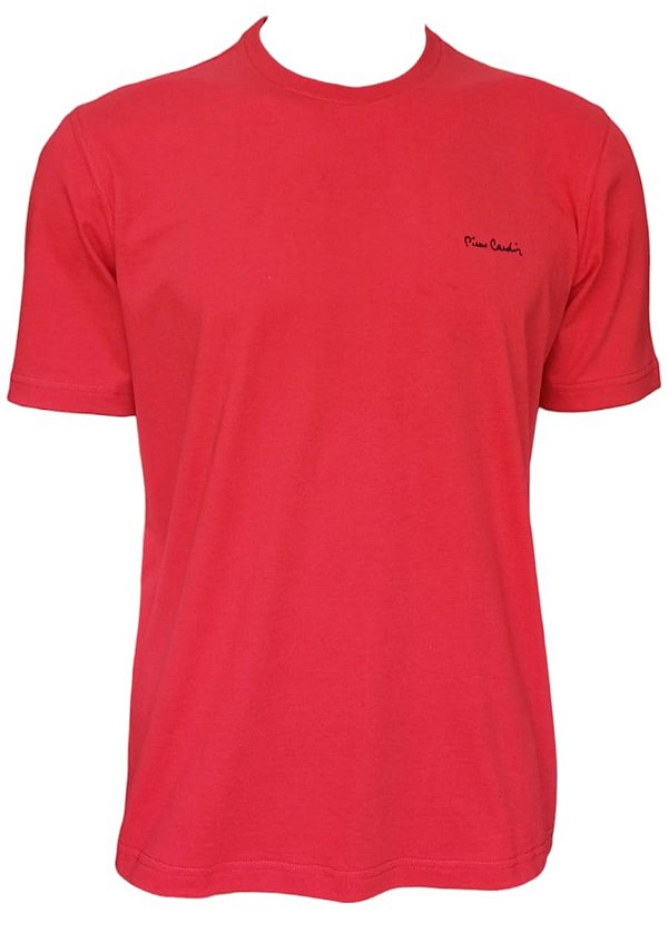 Camiseta Gola Careca Pierre Cardin  - 100% Algodão - Ref. 40142 Vermelha