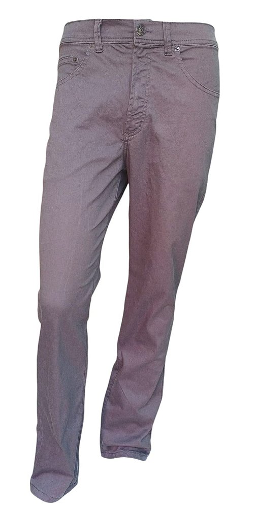 Calça de Sarja Masculina Pierre Cardin Reta (Cintura Alta) - Ref. 477P006 Cinza - Algodão / Elastano