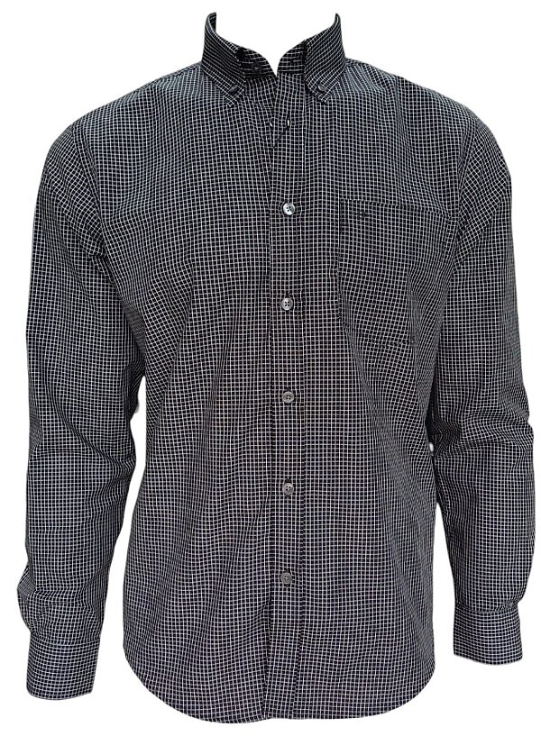 Camisa Social Dimarsi Tradicional Regular Fit - Botão No Colarinho - Com Bolso - Manga Longa - 100% Algodão - Ref 10180 Xadrez