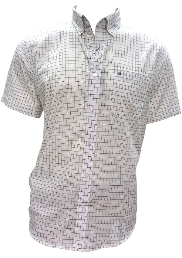 Camisa Dimarsi Tradicional Regular Fit - Botão No Colarinho - Com Bolso - Manga Curta - Algodão Egípcio- Ref 10543 Xadrez