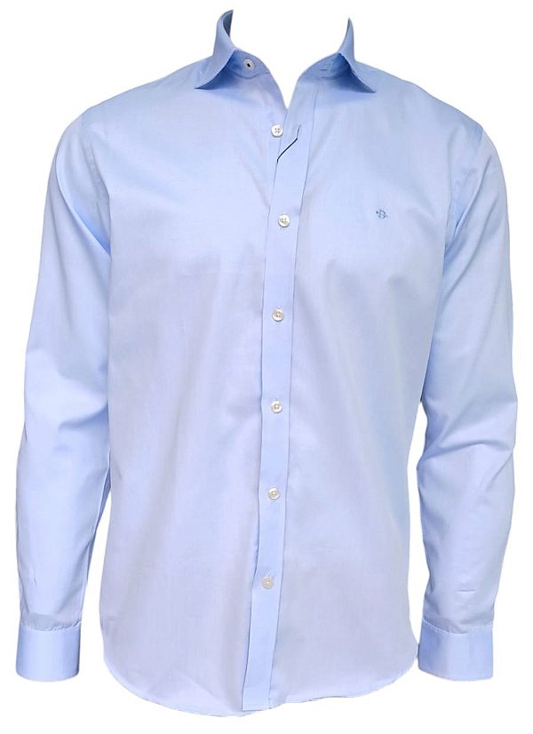 Camisa Dimarsi Manga Longa Regular Fit - Sem Bolso - Algodão Fio 80 - Ref 10740 Azul