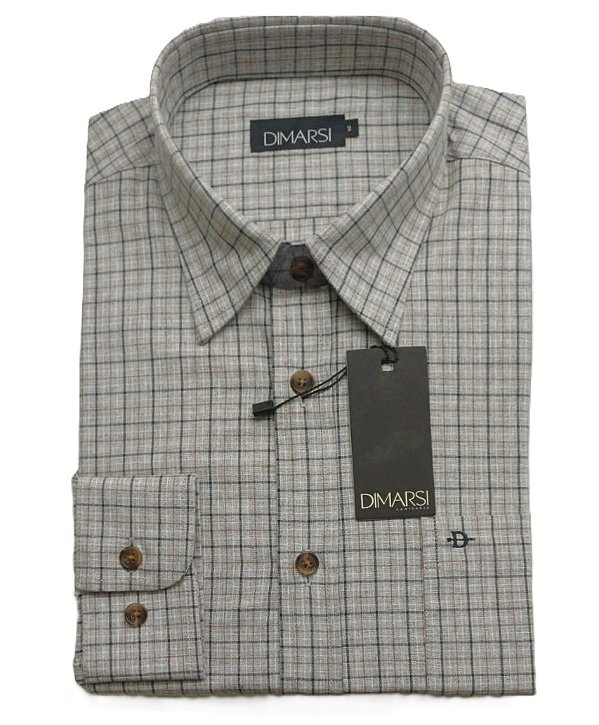 Camisa Dimarsi Manga Longa Regular Fit - Puro Algodão - Ref 10650 Xadrez