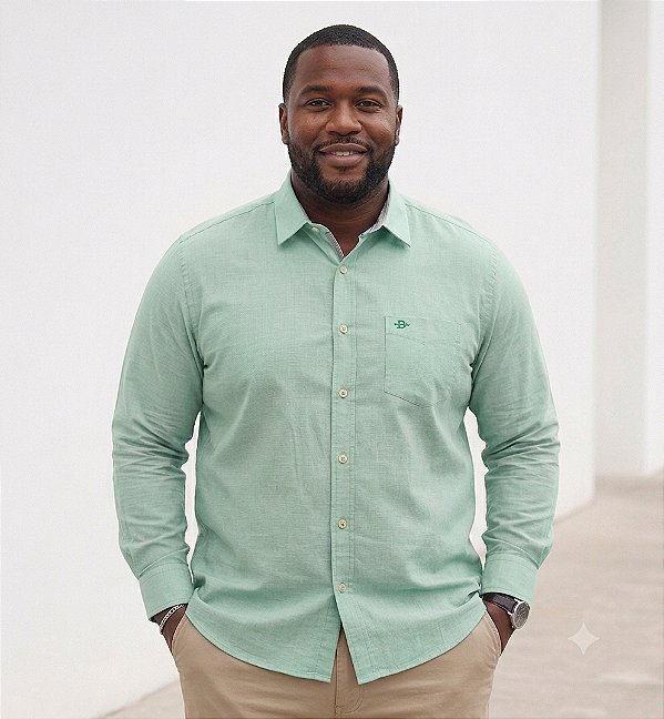 Camisa Dimarsi Manga Longa Regular Fit - Algodão Fio 60 - Ref 6442 Verde