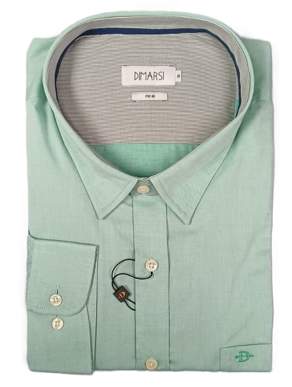Camisa Dimarsi Manga Longa Regular Fit - Algodão Fio 60 - Ref 6442 Verde