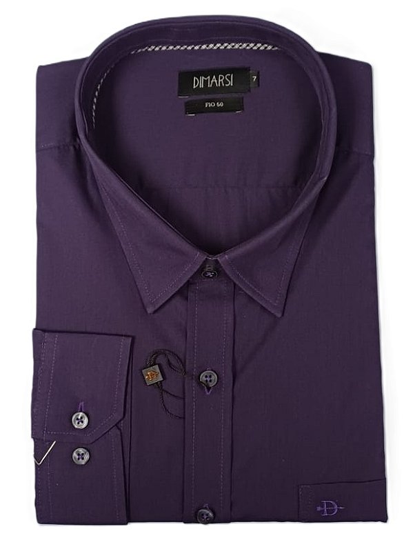 Camisa Dimarsi Manga Longa Regular Fit - Algodão Fio 50 - Ref 8184 Uva