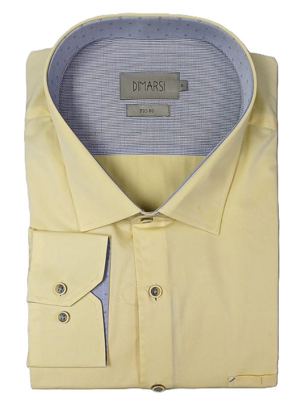 Camisa Dimarsi Manga Longa Regular Fit - Algodão Fio 80 - Ref 6442 Amarela