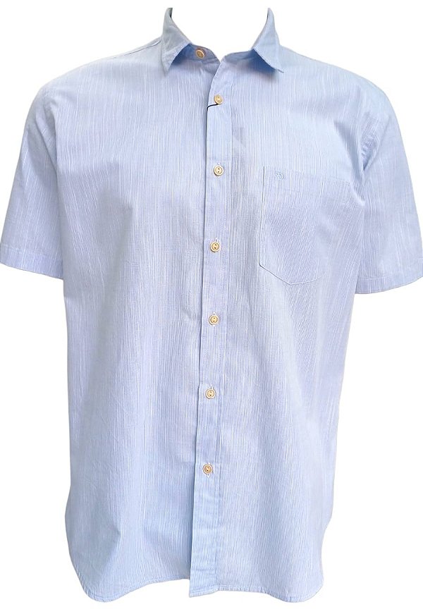 Camisa Dimarsi Tradicional Regular Fit - Com Bolso - Manga Curta - Algodão Egípcio - Ref. 10585 Azul