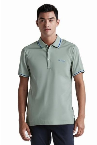 Camisa Polo Pierre Cardin - Manga Curta Com Punho - Malha Piquet - Ref 47011 Verde