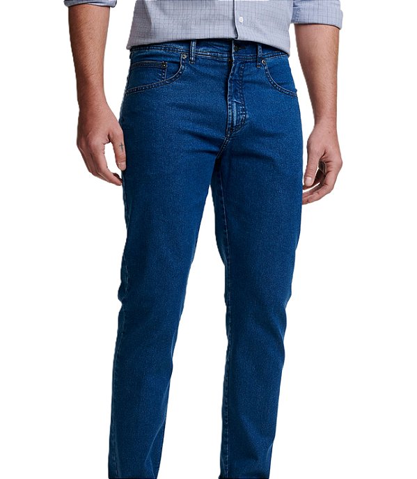 Calça Jeans Masculina Pierre Cardin New Fit (Cintura Média) - Ref. 457P251 Delave - Algodão / Poliester / Elastano - Jeans Macio